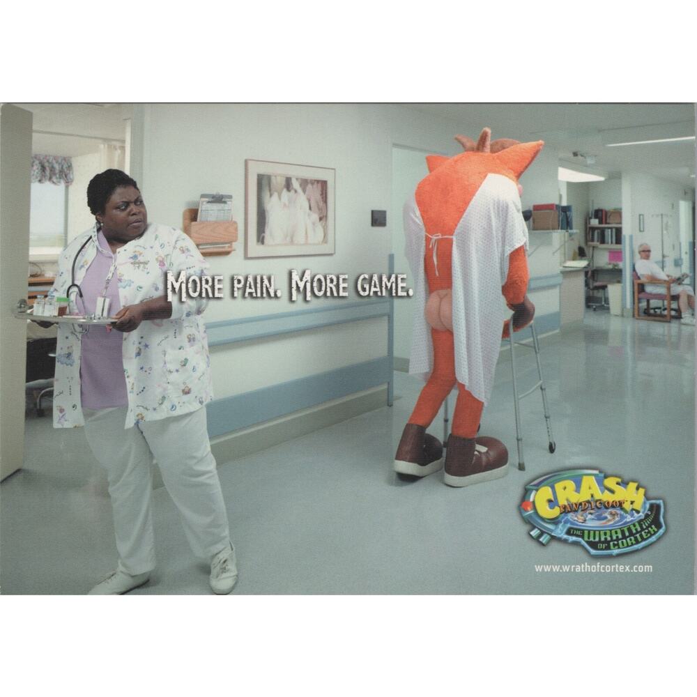 Crash Bandicoot Bare Butt Wrath Of Cortex 2001 Konami PlayStation 2 Postcard